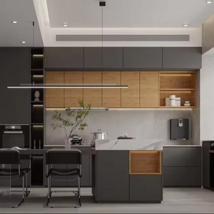 Customized Lacquer Kitchen Cabinet Modern Black Kitchen Storage furniture