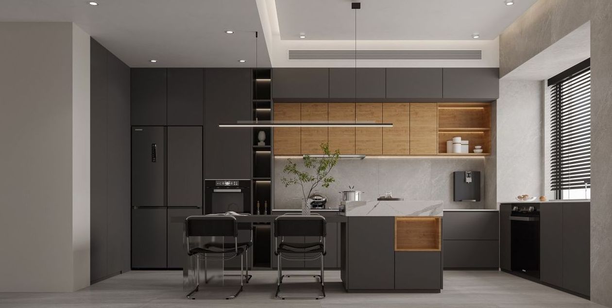 Customized Lacquer Kitchen Cabinet Modern Black Kitchen Storage furniture