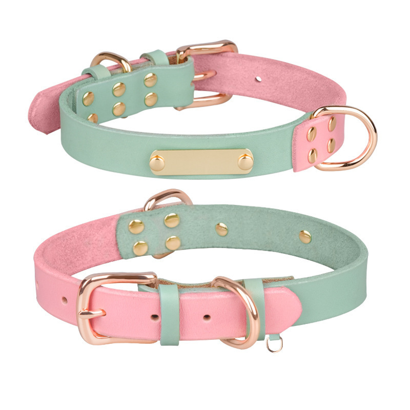 Wholesale Fashion Soft Padded Leather Pet Dog Harness Collar Adjustable Strong Metal Buckle and D-Ring Puppy Collars