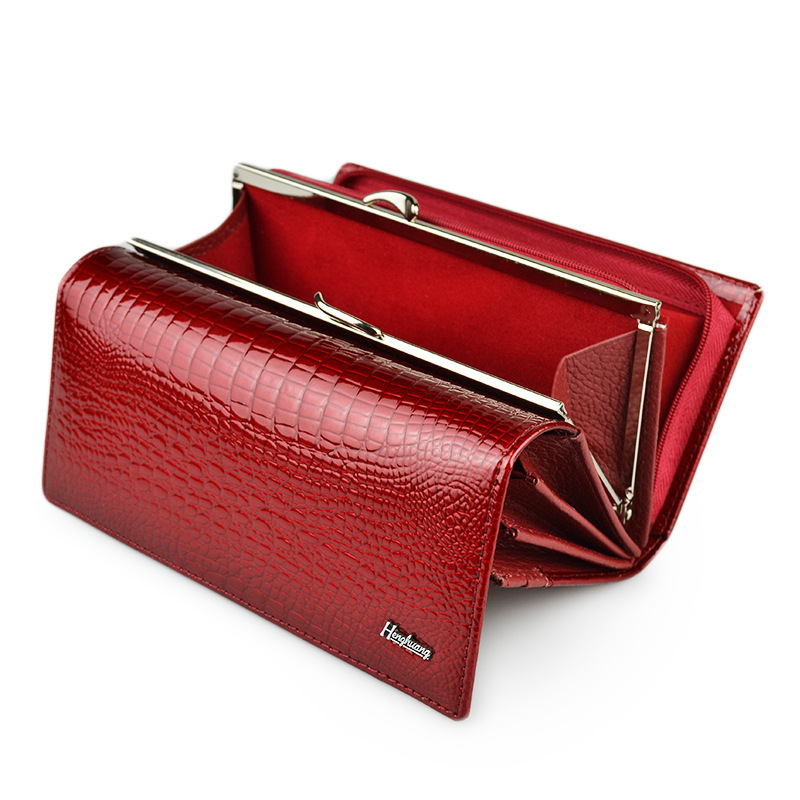 Luxury Designer Long Clutch Purse 2023 RFID Leather Wallet Women Large Capacity Crocodile Leather Hollow Our Wallet