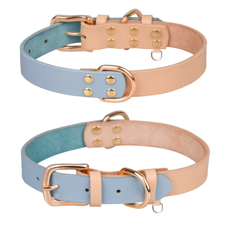 Wholesale Fashion Soft Padded Leather Pet Dog Harness Collar Adjustable Strong Metal Buckle and D-Ring Puppy Collars