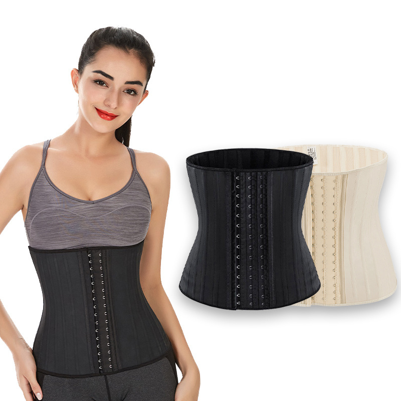 2022 Dropshipping Product Colombian Girdle 100%  Waist Support Cincher Corset 25 Steel Bones Latex Waist Trainer with Extender