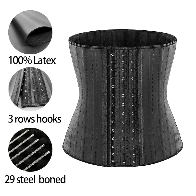 2022 Dropshipping Product Colombian Girdle 100%  Waist Support Cincher Corset 25 Steel Bones Latex Waist Trainer with Extender