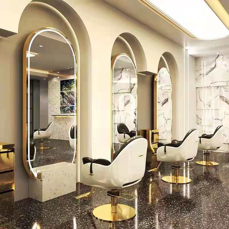 Hot Sale Hair Salon Styling Mirrors Barber Station Mirrors Barber Mirror Table Black Custom Red Beauty Furniture Color Weight