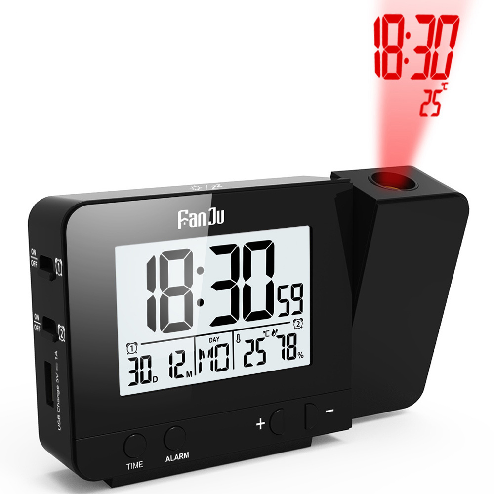 Alarm Clock Digital Date Snooze Function Backlight Watch Wall Projector Desk Table Clocks with Time Projection Alarm Clock