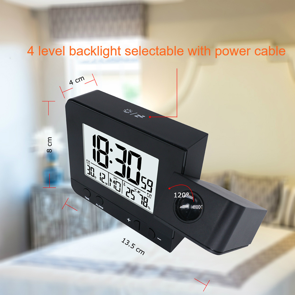 Alarm Clock Digital Date Snooze Function Backlight Watch Wall Projector Desk Table Clocks with Time Projection Alarm Clock