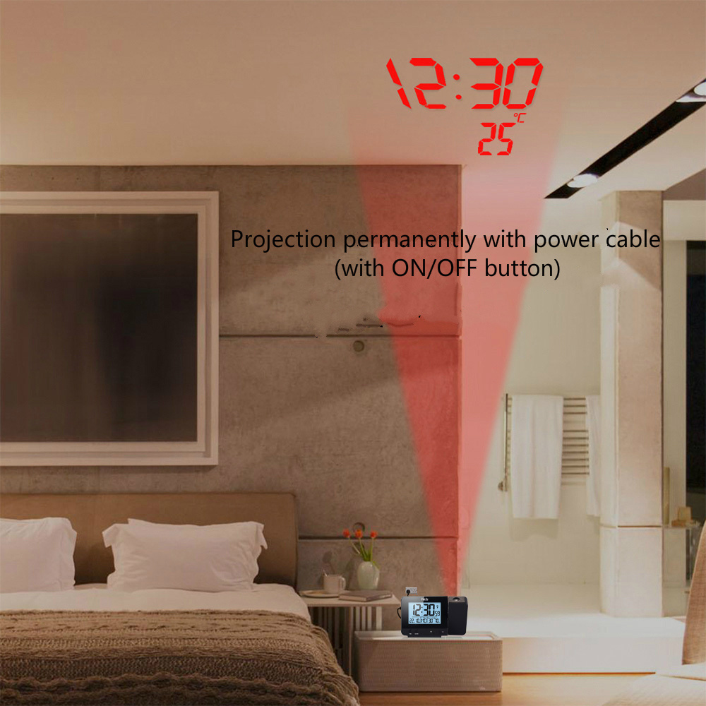 Alarm Clock Digital Date Snooze Function Backlight Watch Wall Projector Desk Table Clocks with Time Projection Alarm Clock