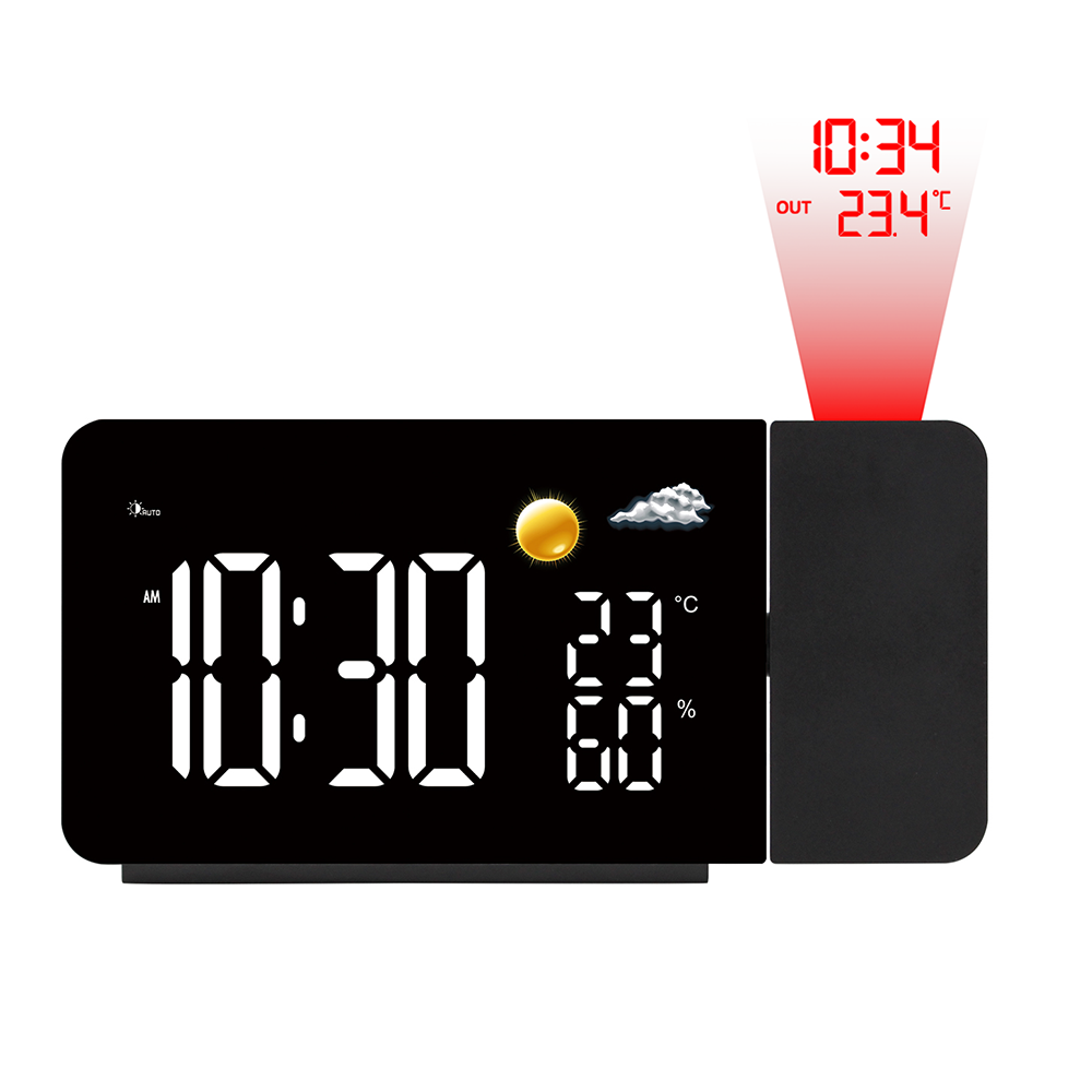 Digital Alarm Clock Thermometer Hygrometer Time Projection Alarm Clock for Bedroom Desk Table Alarm Clock