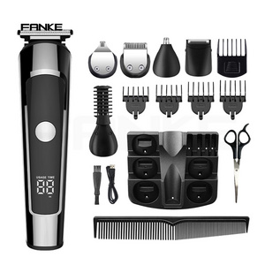 Customized FK-8788 Professional Cordless Men's Grooming Kit 6-in-1 Multifunctional Waterproof Hair Clipper Set for Men