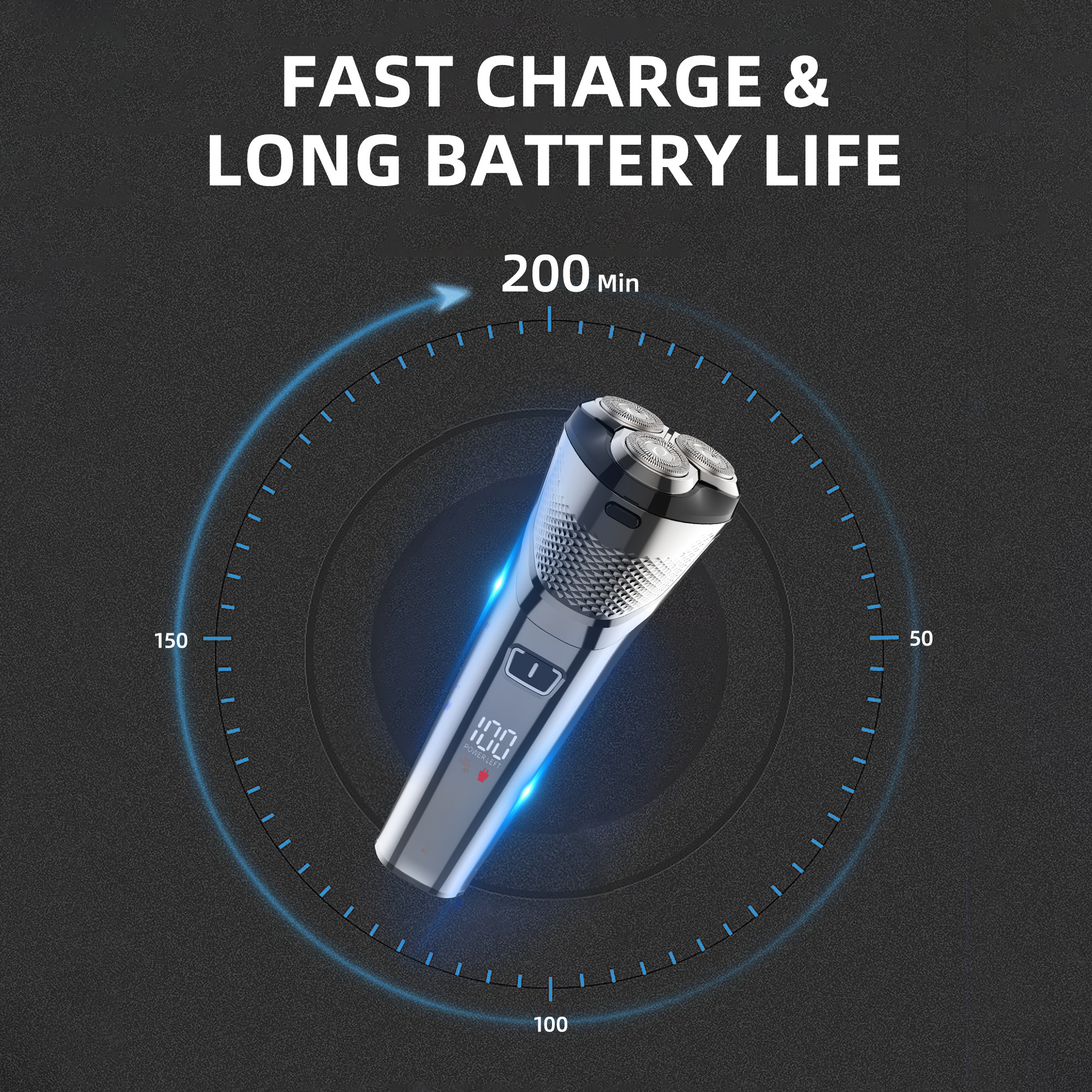 Electric Shaver Low Noise motor fast shaving USB Rechargeable Cordless Electric Razor