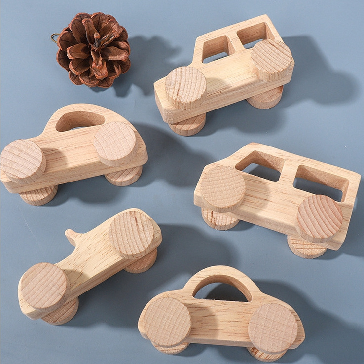 Hot Selling Beech Wood Baby Grasping Toys With Wheels Educational Push Car Wooden Vehicles Toys