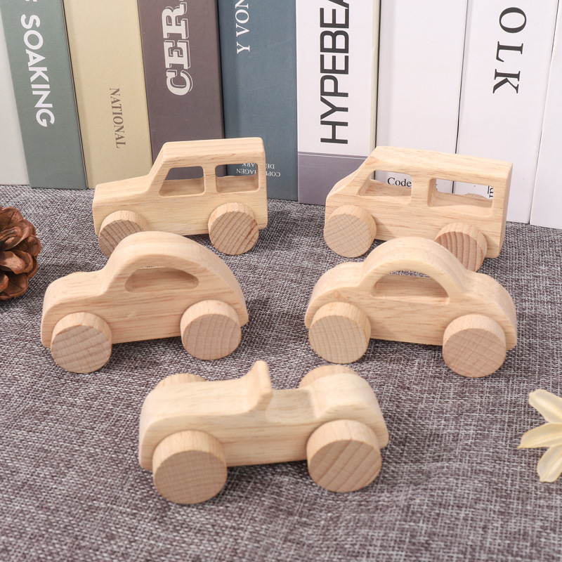 Hot Selling Beech Wood Baby Grasping Toys With Wheels Educational Push Car Wooden Vehicles Toys