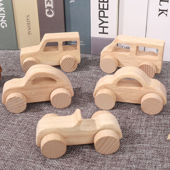 Hot Selling Beech Wood Baby Grasping Toys With Wheels Educational Push Car Wooden Vehicles Toys