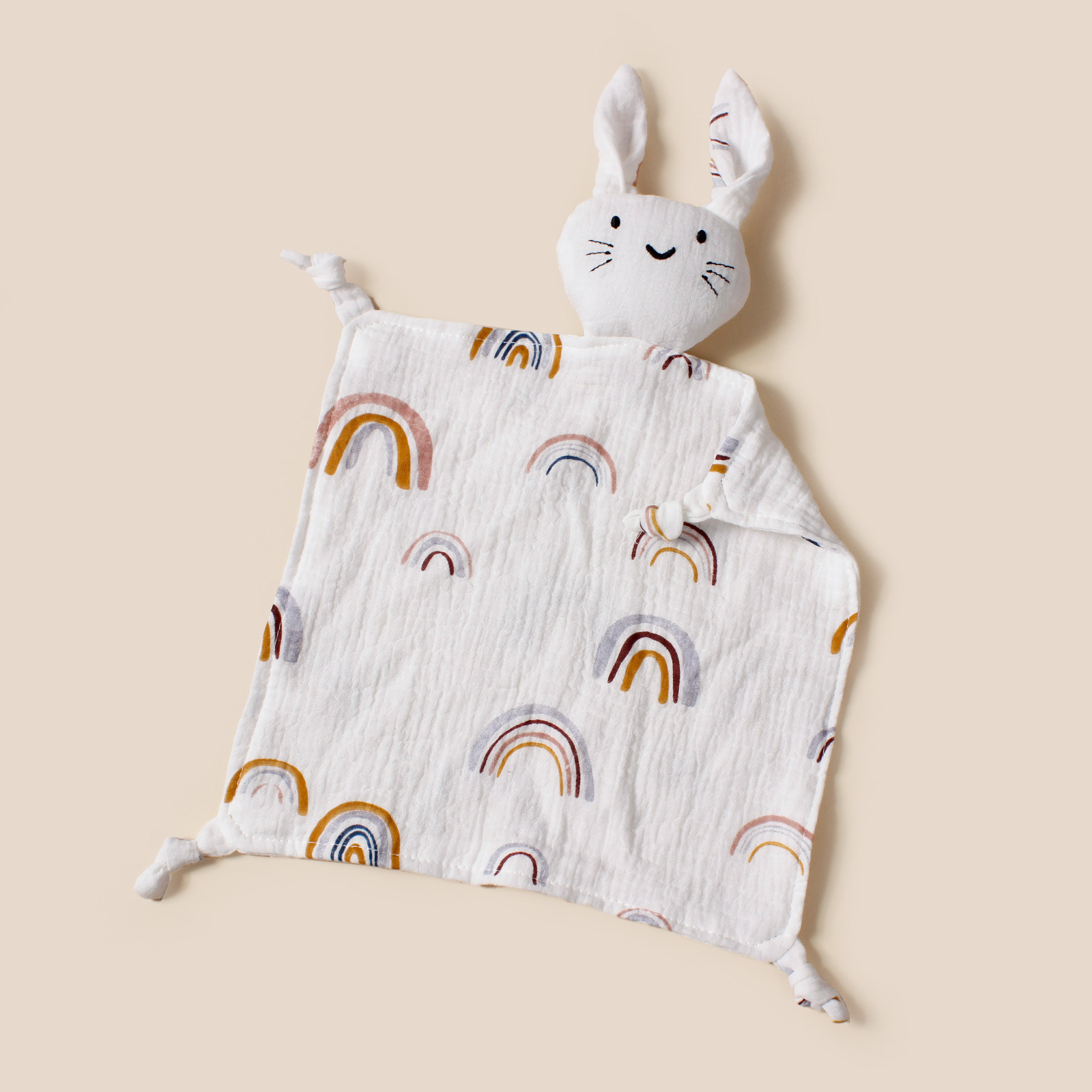 Soft Organic Cotton Muslin Comforter Blanket Cute Rabbit Cat Kids Sleep Toy Newborn Sleeping Dolls