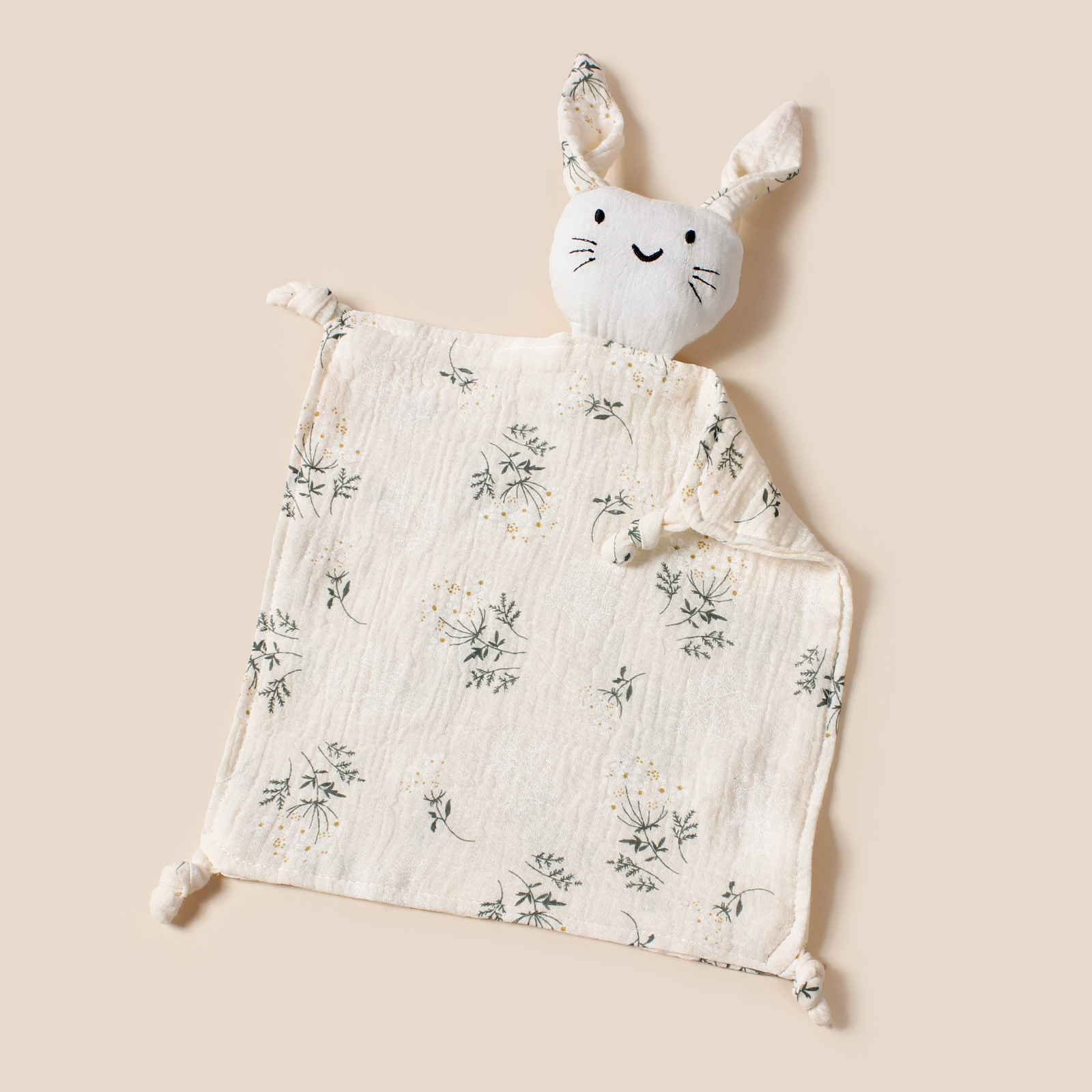 Soft Organic Cotton Muslin Comforter Blanket Cute Rabbit Cat Kids Sleep Toy Newborn Sleeping Dolls