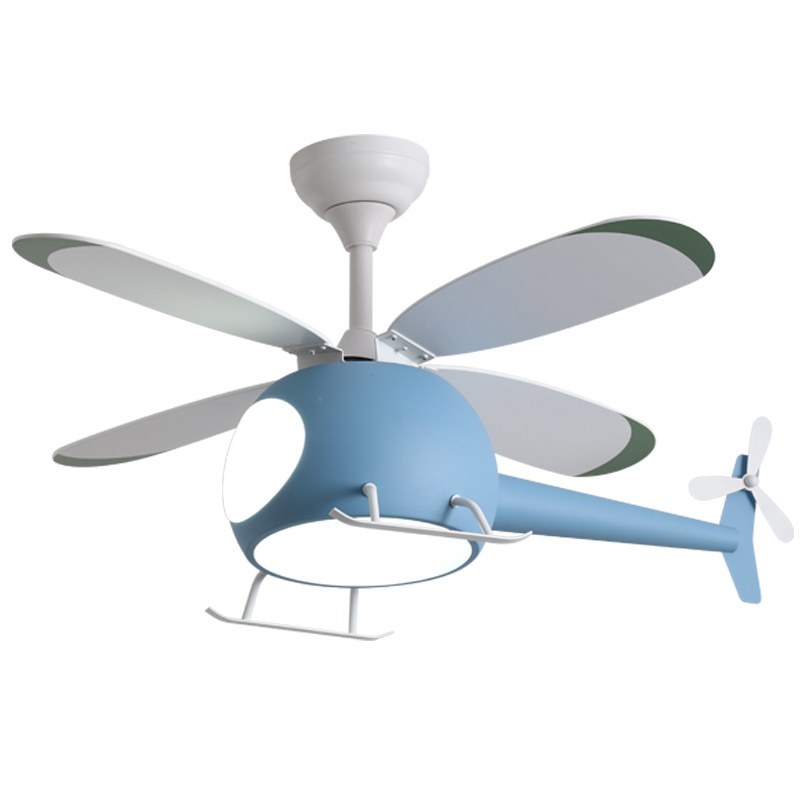 Helicopter kid DC 6-speed levels hanging fan with light children room dimmable ceiling fan light remote control