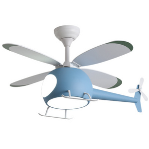 Helicopter kid DC 6-speed levels hanging fan with light children room dimmable ceiling fan light remote control