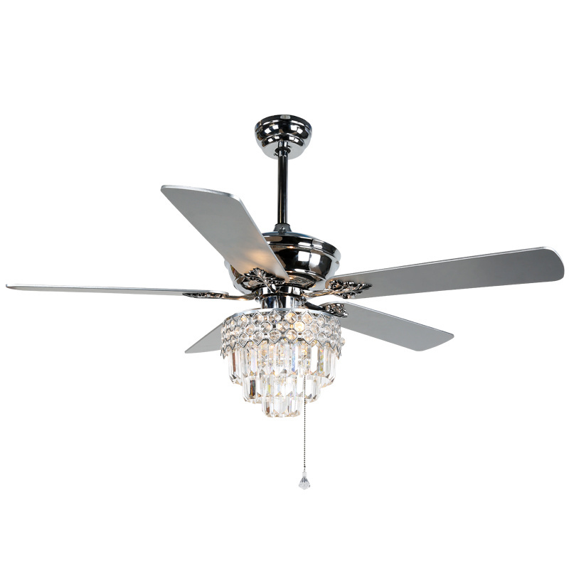 Factory Outlet Simple Luxury Crystal 52 Inch Ceiling Lights Chandelier Modern Ceiling Fan Light Black Fan Lamp