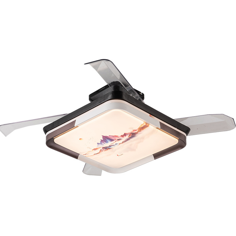 Modern Intelligent Remote Control Square Ceiling Fan Light Led Fan Lamp Dining Room Bedroom Ceiling Fans