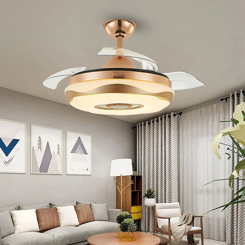 Super affordable ceiling fan with led light 42 inch frequency conversion speaker  ceiling fan light