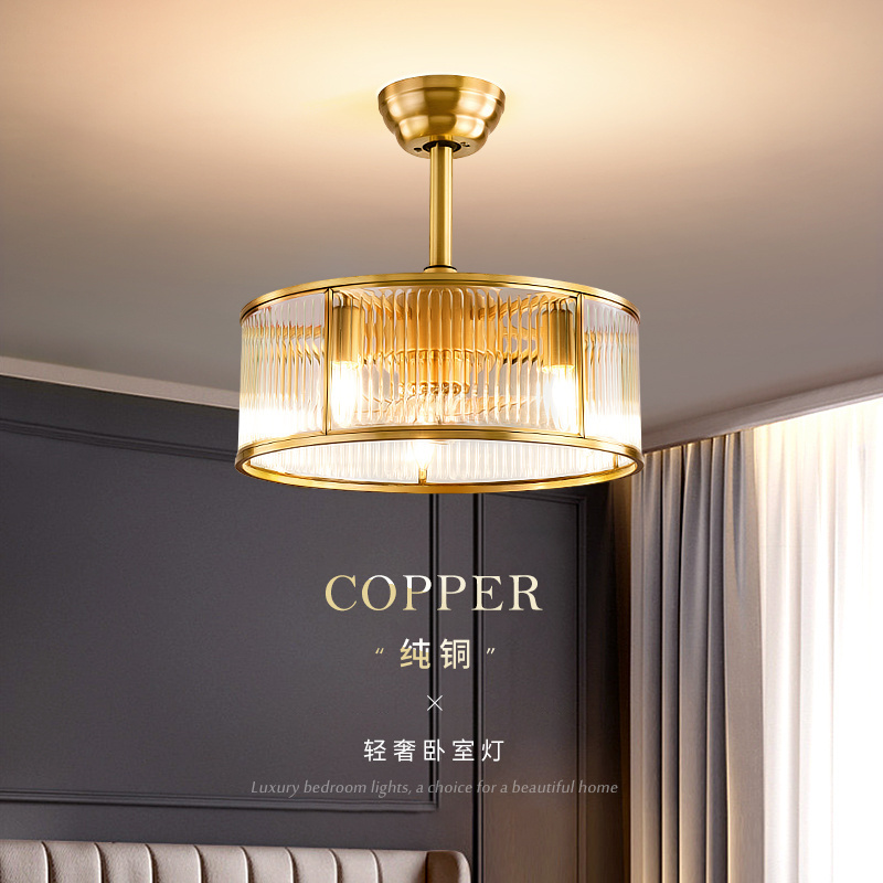 Luxury Glass Lampshade Ceiling Fan with Light Kit and Remote Control High-Power Silent Motor Modern Celling Fan