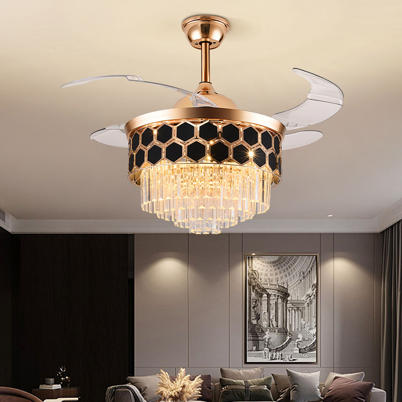 Home Decoration Modern Living Room Hotel Luxury Decoration Design 42/48 inch Crystal Chandelier ceiling fan with light