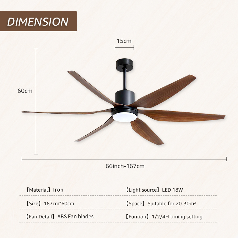 66 inch Large Industrial Ceiling Fan Remote Indoor Living Room  Modern Ceiling Fan with light