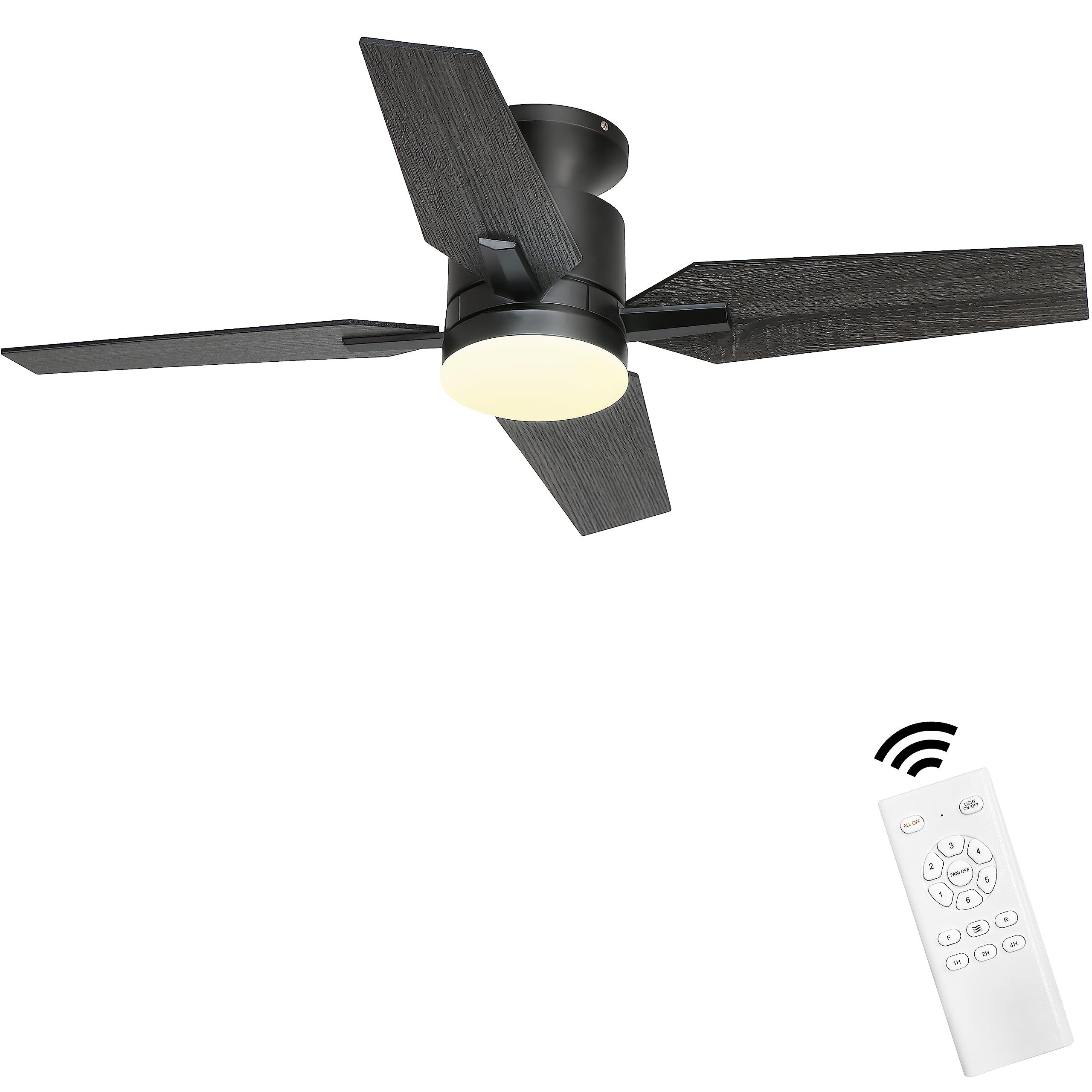 40 inch Modern Small Indoor Ceiling Fan 6 Air Speeds Timer Function DC Motor LED  Ceiling Fans with Light