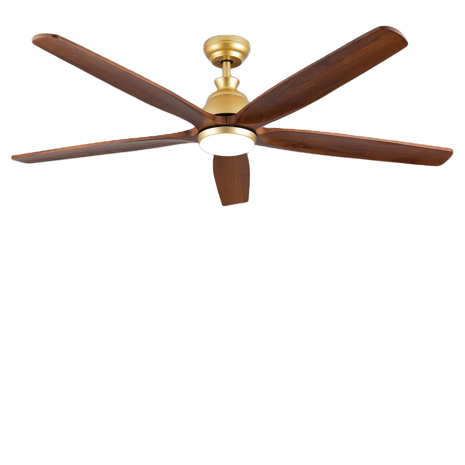 52 Inch Wood Gold Ceiling Fan with LED Light  Remote Quiet DC Motor Large Airflow Indoor Ceiling Fan with Light