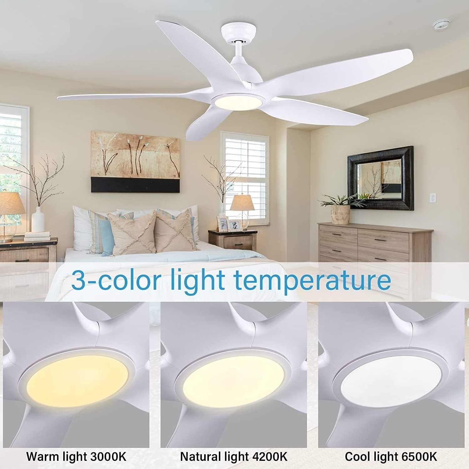 60 inch high cost-effective and powerful living room ceiling fan LED ceiling fan with light