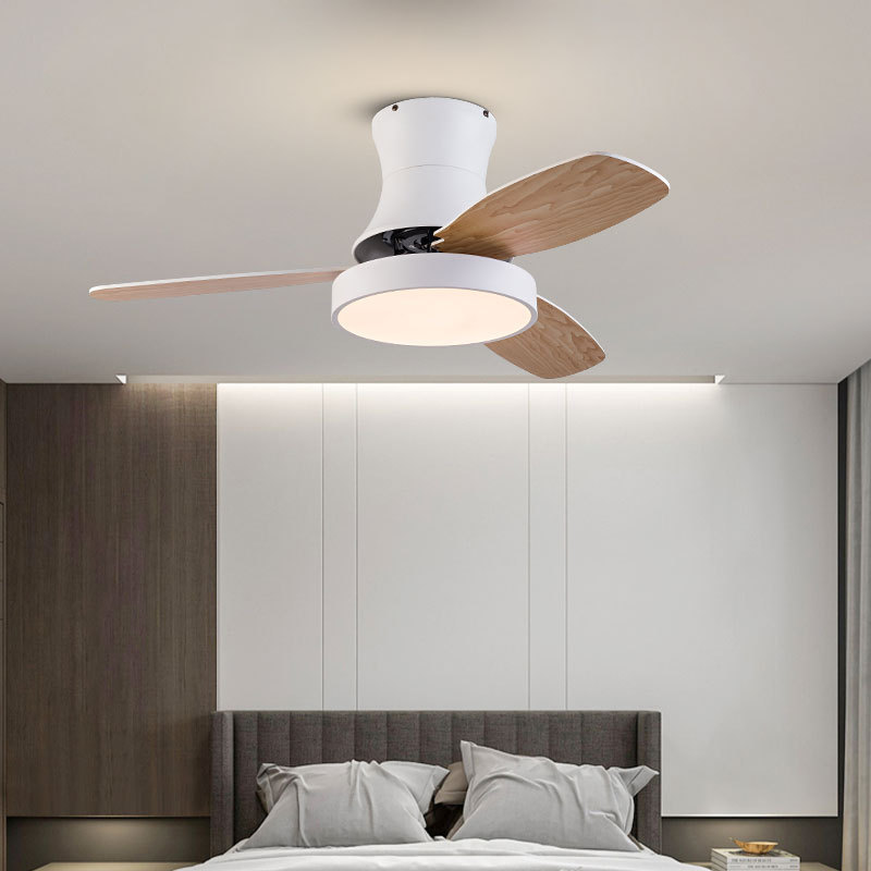 Nordic style Ceiling Fan Light Decorative Ceiling Fan with Light Western House Matte White LED ceiling fan with light