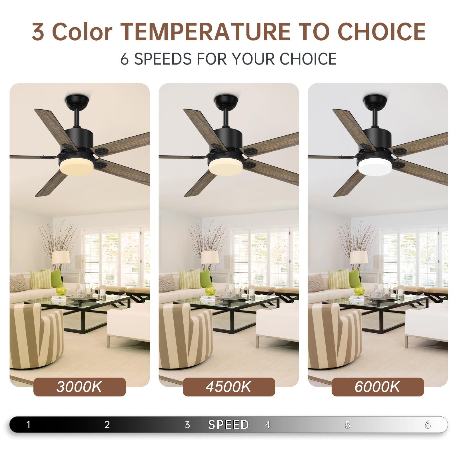 Ceiling Fans with Lights and Remote 52-inch Outdoor/Indoor Fan for Patio Farmhouse Bedroom Ceiling fan