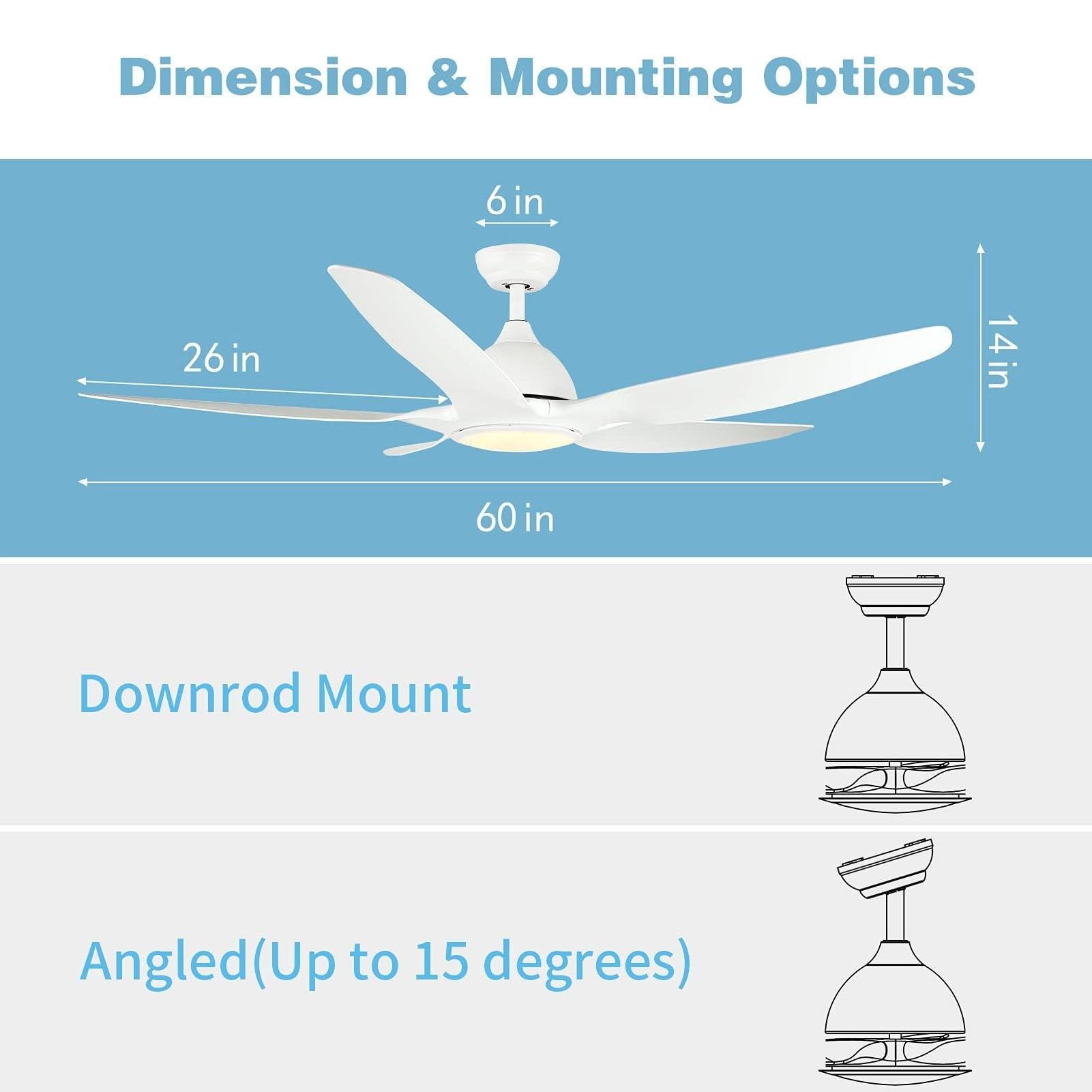 60 inch high cost-effective and powerful living room ceiling fan LED ceiling fan with light