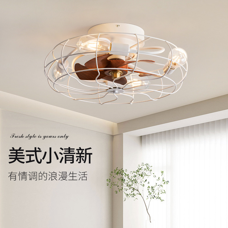 Using E27 light source retro American creativity 20 inch bedroom remote control 6-speed ceiling fan with light