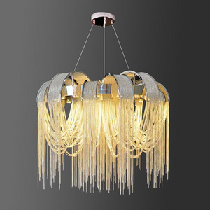 Italian Style Hall Living Room Chandeliers Light Fixtures Tassel Lighting Chain Tassel Chandelier Hotel Lobby Aluminum LED Steel