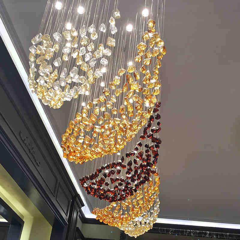 Crystal stone office lighting luxury designer light fixtures modern ceiling light agate hotel chandelier