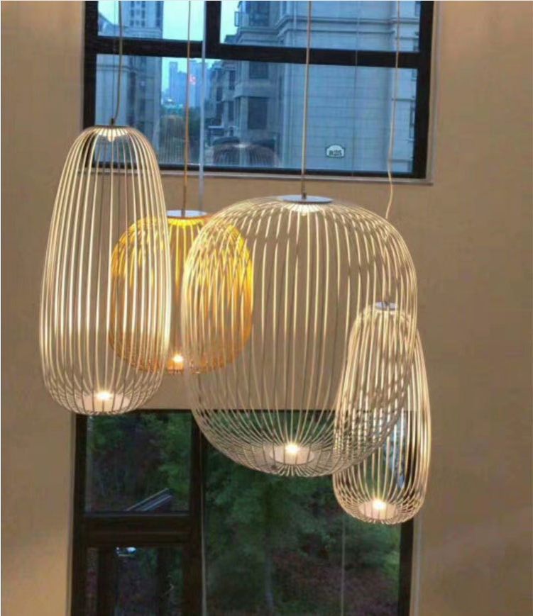 Nordic LED Pendant Lamp Bird Cage Pendant Lights Industrial Iron Indoor Decor Lighting Fixtures