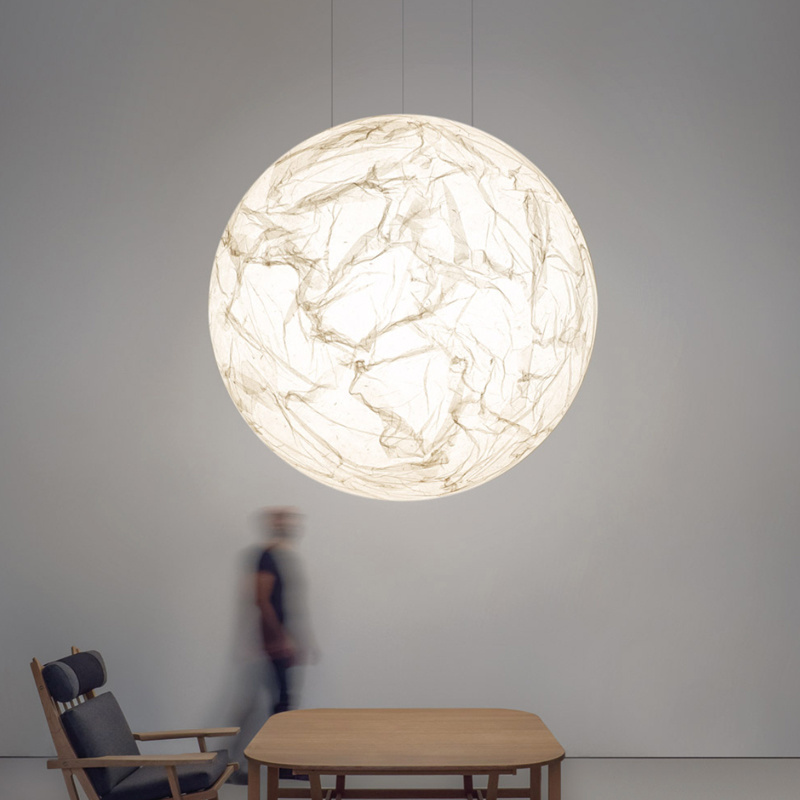 High ceiling Japanese Paper ball pendant light D60CM D80CM D100CM moon drop lights LED chandeliers