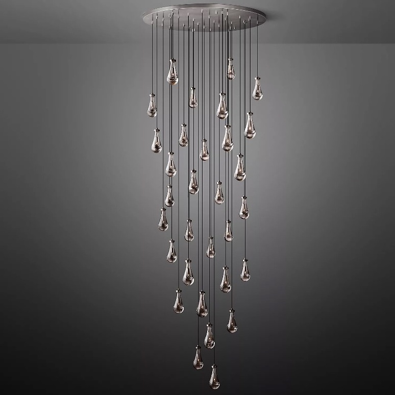 Modern Luxury Glass Raindrop Chandelier Lighting Brass LED Ceiling Light Fixture Lamp Bronze 40 90 Single Glass Hanging Light