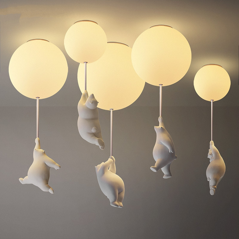 Modern Bear Ceiling Lights LED Cartoon Pendant Lamps for Home Kids Rooms Decor Suspension Light Fixture