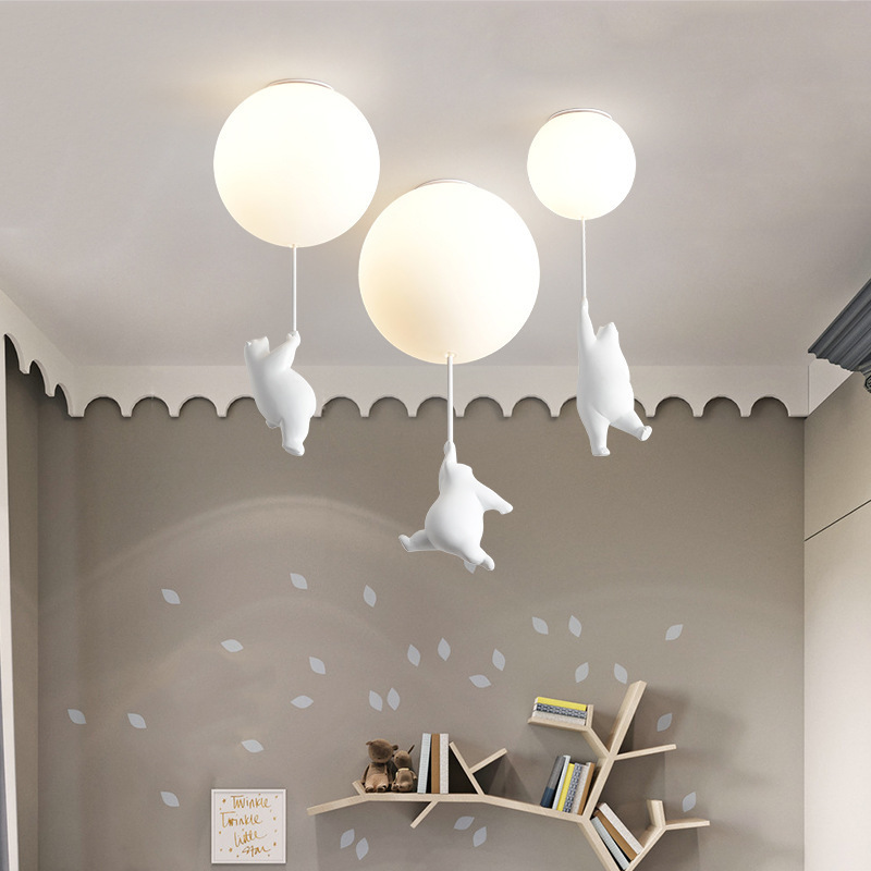 Modern Bear Ceiling Lights LED Cartoon Pendant Lamps for Home Kids Rooms Decor Suspension Light Fixture