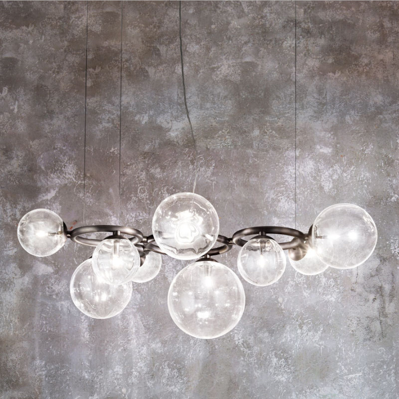 Simple modern industrial style glass pendant lamps kitchen dining hanging lights ball chandelier