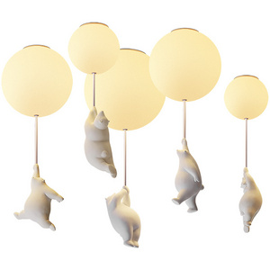 Modern Bear Ceiling Lights LED Cartoon Pendant Lamps for Home Kids Rooms Decor Suspension Light Fixture