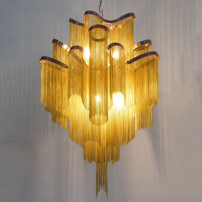 Luxury Pendant Light Modern Chandelier  Tassel Aluminum Ceiling Light Fixtures Postmodern Chandelier for Living Room