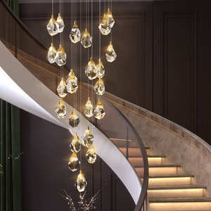 Mall exhibition hall modern designed staircase lighting decorative hanging lamp art crystal pendant light