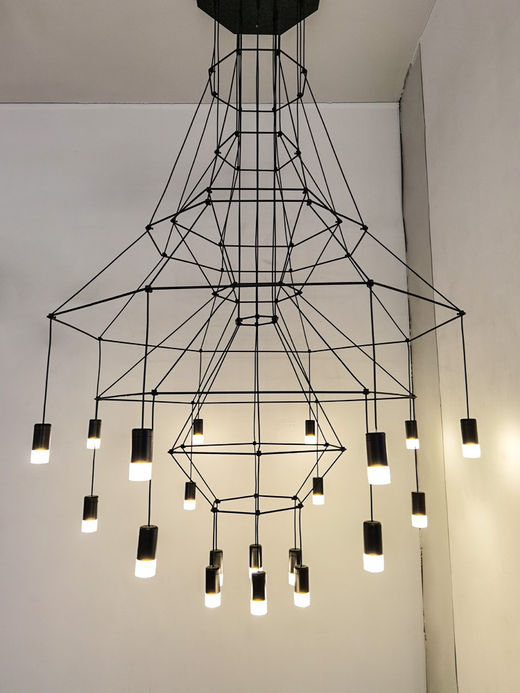 Vintage Black Hanging Lamp Loft Pendant Light Modern Simple Linear Chandelier for Home Lighting