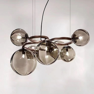 Simple modern industrial style glass pendant lamps kitchen dining hanging lights ball chandelier