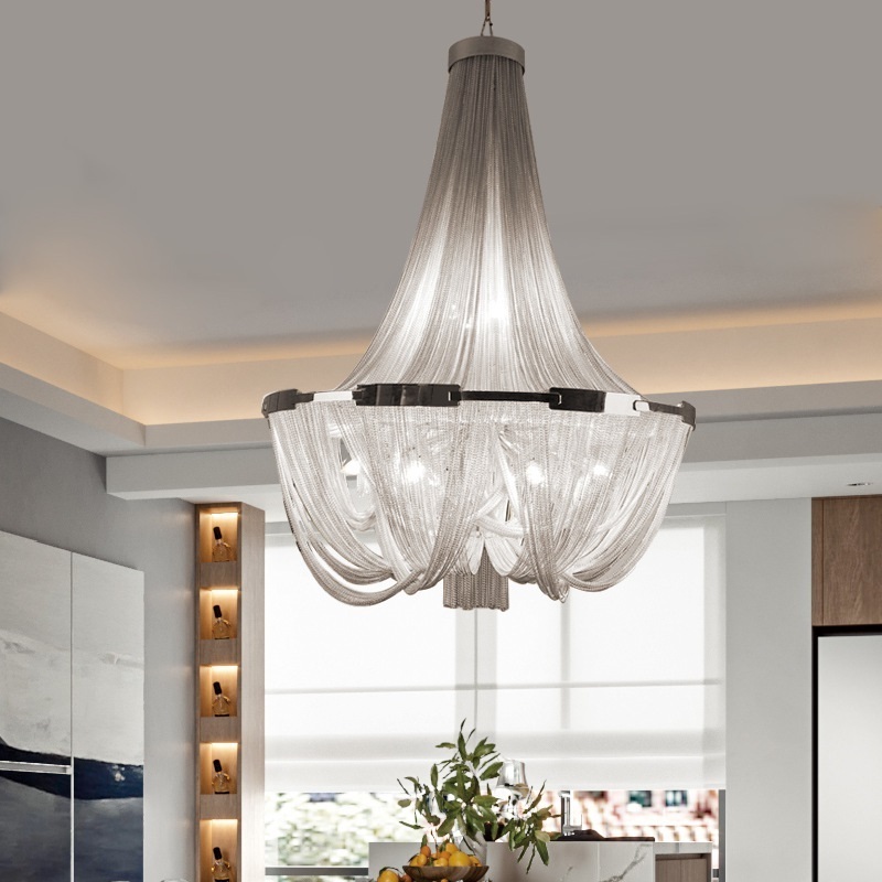 Luxury Pendant Light Modern Chandelier  Tassel Aluminum Ceiling Light Fixtures Postmodern Chandelier for Living Room