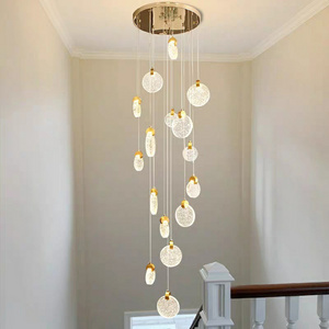 Hotel Foyer Sphere Bubble Crystal Chandelier Ceiling Lights Pendant Lamp for Staircase Entryway