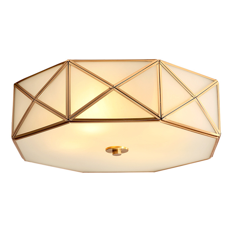 American country style brass lamp  modern living room bedroom balcony  hallway brass flush mount ceiling light